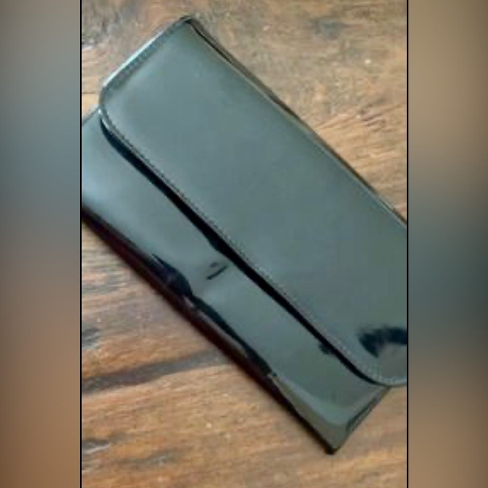 ✨ Vintage National Brand Black Patent Leather Envelope Clutch Wallet -Canada